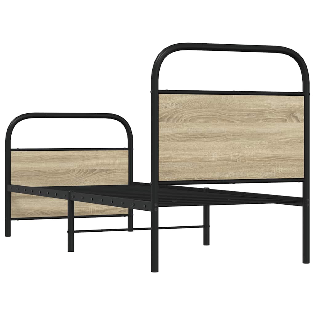 Sonoma Oak Small Single Bed Frame 75x190 cm - Engineered Wood