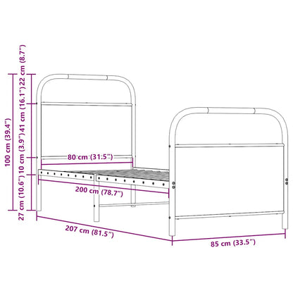 Sonoma Oak Engineered Wood Bed Frame 80x200 cm - No Mattress Included