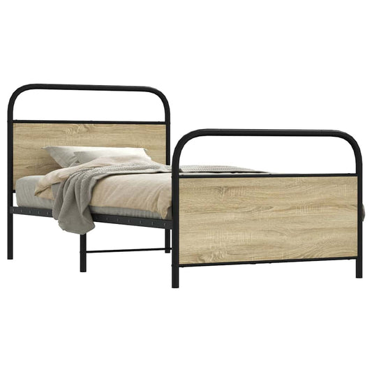 Sonoma Oak Bed Frame 90x200 cm - Engineered Wood, No Mattress