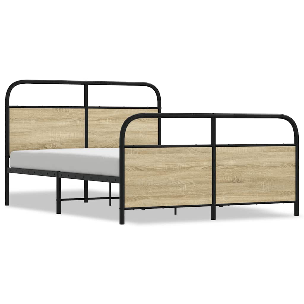 Small Double Bed Frame 120x190 cm Sonoma Oak Wood, No Mattress