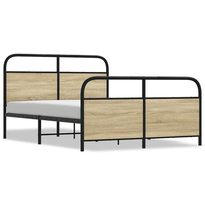 Small Double Bed Frame 120x190 cm Sonoma Oak Wood, No Mattress