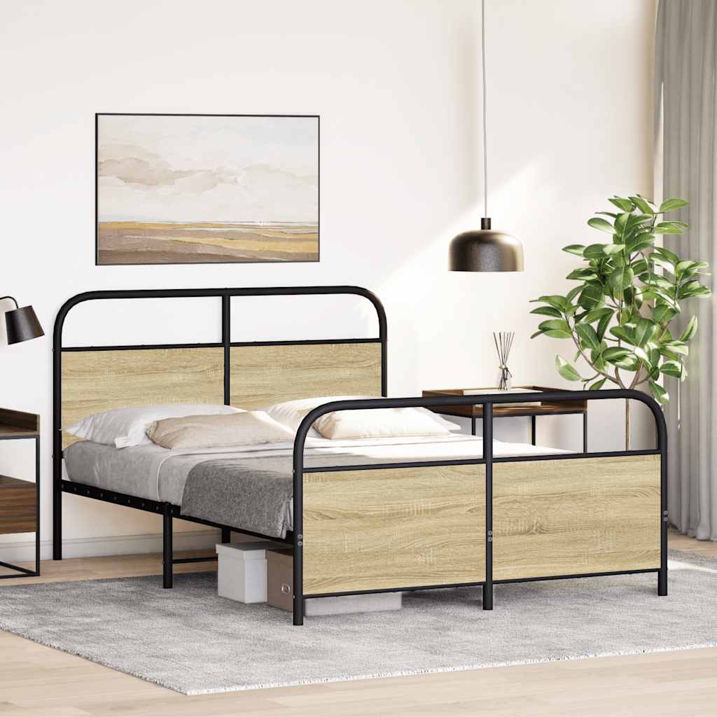 Small Double Bed Frame 120x190 cm Sonoma Oak Wood, No Mattress