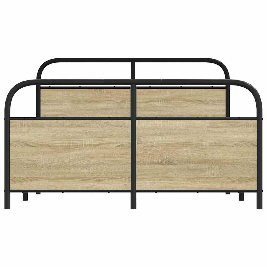 Small Double Bed Frame 120x190 cm Sonoma Oak Wood, No Mattress