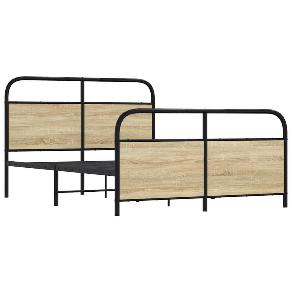 Small Double Bed Frame 120x190 cm Sonoma Oak Wood, No Mattress