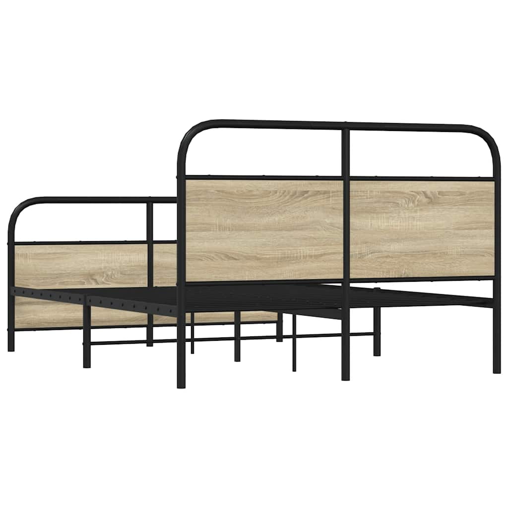 Small Double Bed Frame 120x190 cm Sonoma Oak Wood, No Mattress