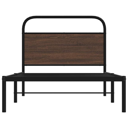 Brown Oak Engineered Wood Bed Frame 100x190 cm (No Mattress)