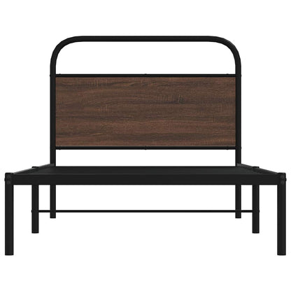 Brown Oak Engineered Wood Bed Frame 100x200 cm - No Mattress Included