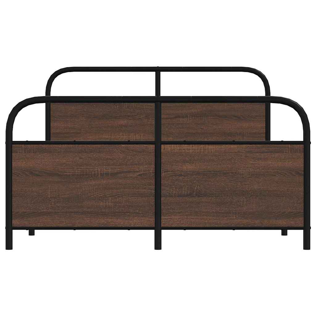 Brown Oak Engineered Wood Bed Frame 120x200 cm - No Mattress