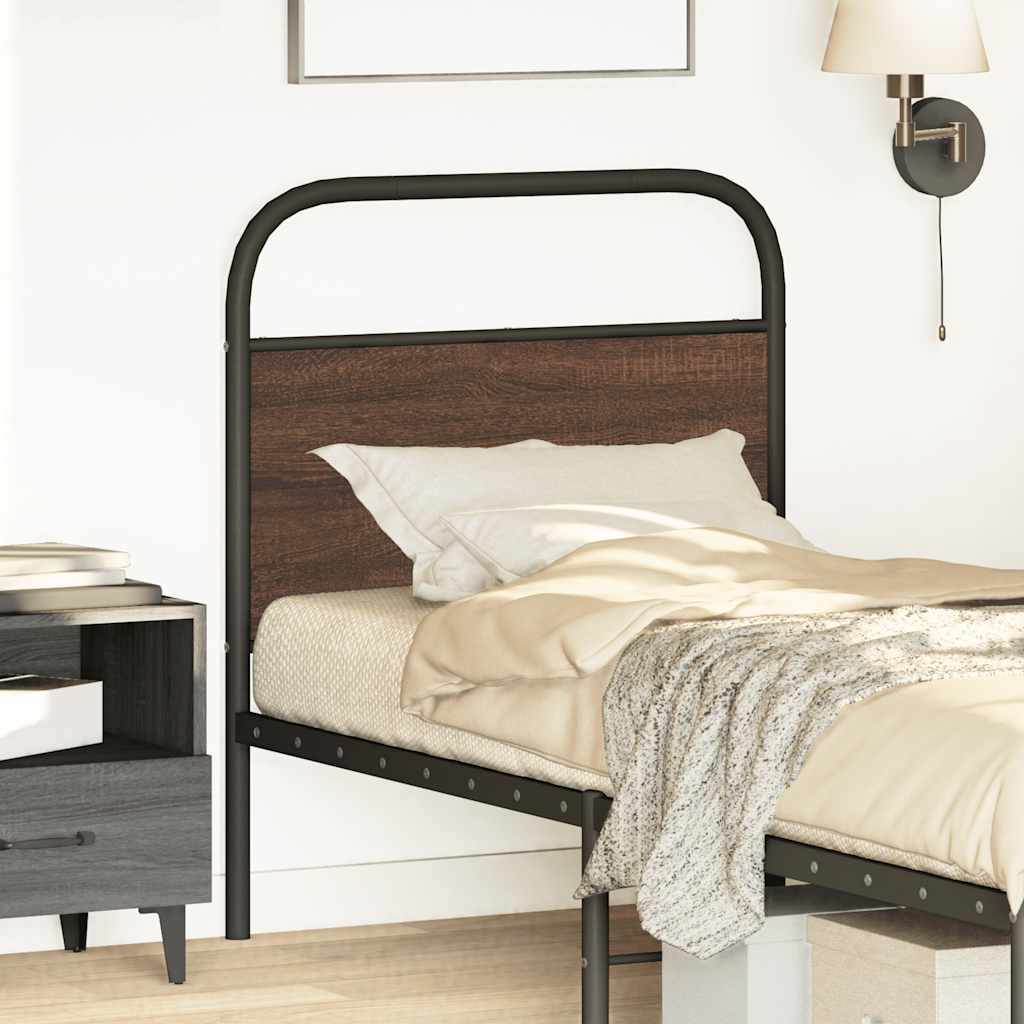Brown Oak Headboard 75cm - Steel & Engineered Wood