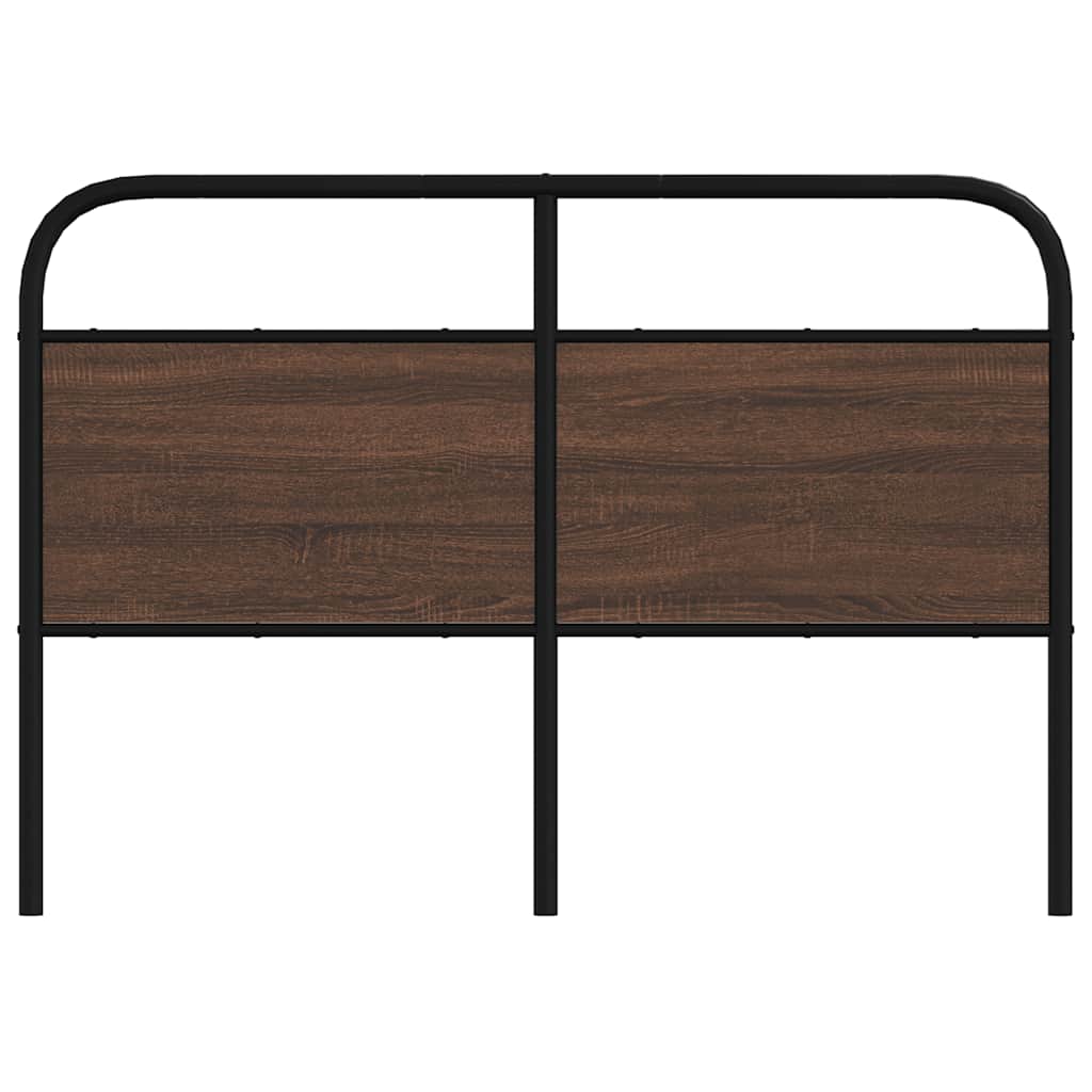 Brown Oak & Steel Headboard - 120 cm, Durable Engineered Wood