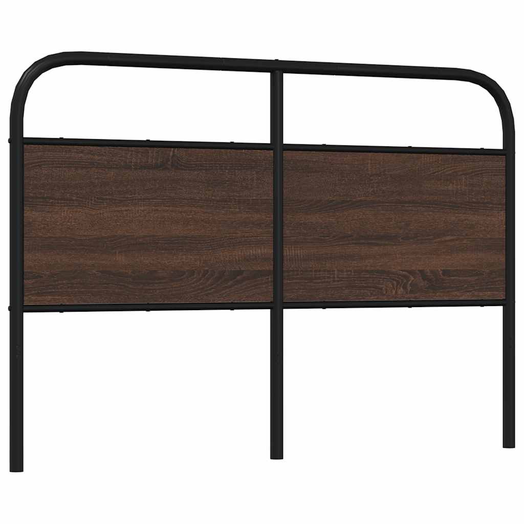 Brown Oak & Steel Headboard - 120 cm, Durable Engineered Wood