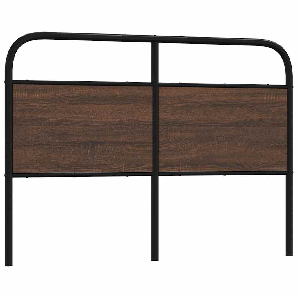 Brown Oak Headboard, 135cm, Steel & Engineered Wood