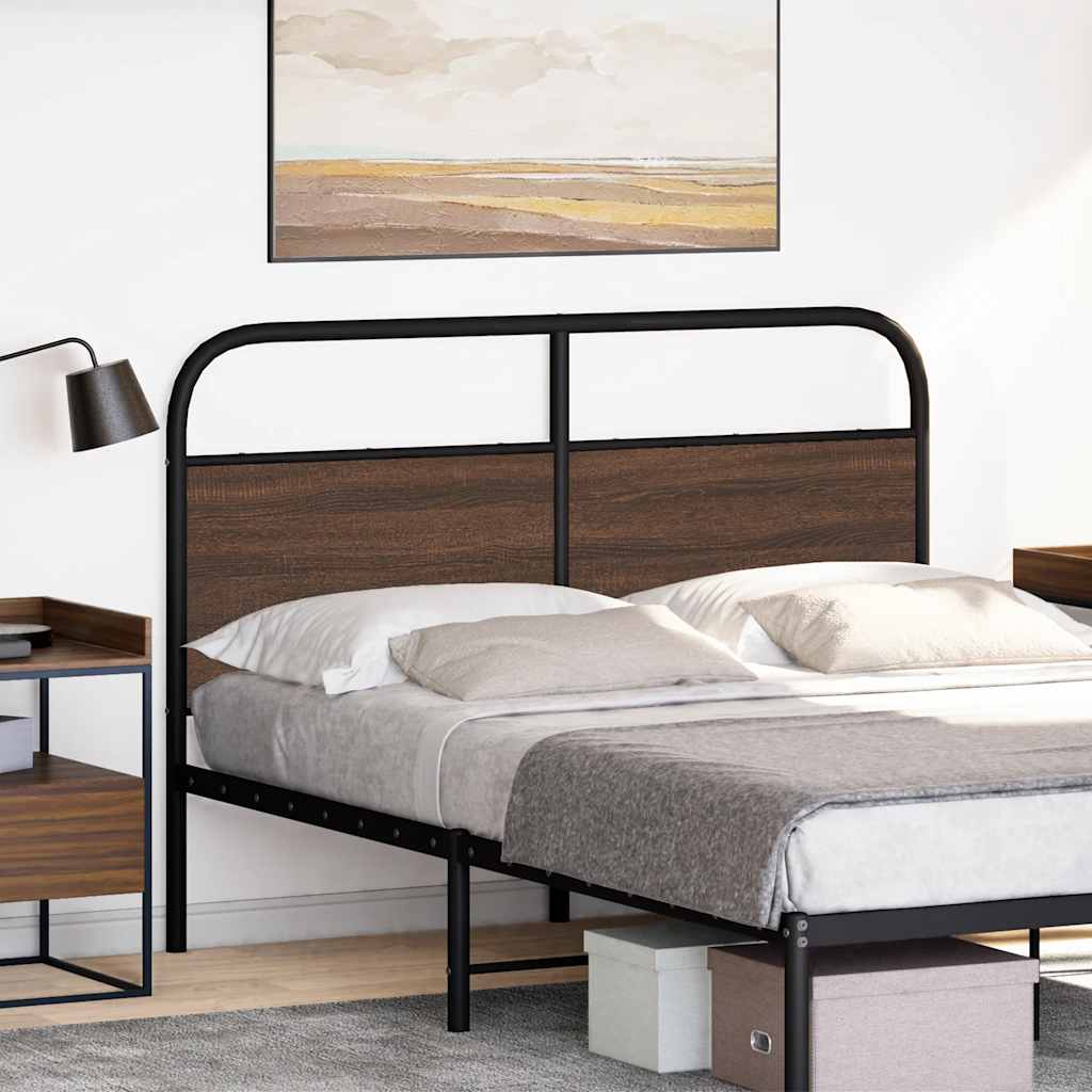 Brown Oak Headboard, 135cm, Steel & Engineered Wood