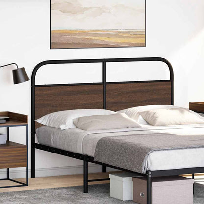 Brown Oak Headboard, 135cm, Steel & Engineered Wood