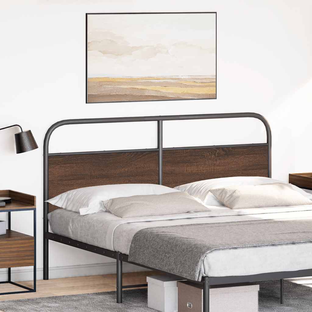 Brown Oak Headboard 150 cm - Steel & Engineered Wood Design