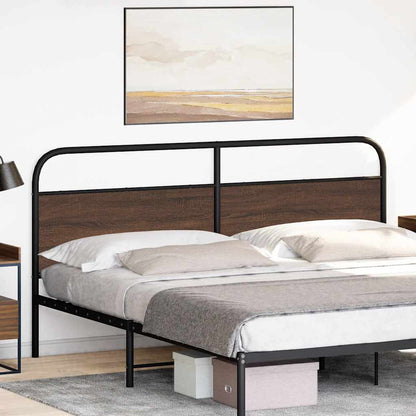 Brown Oak Headboard 190cm | Steel & Engineered Wood Design