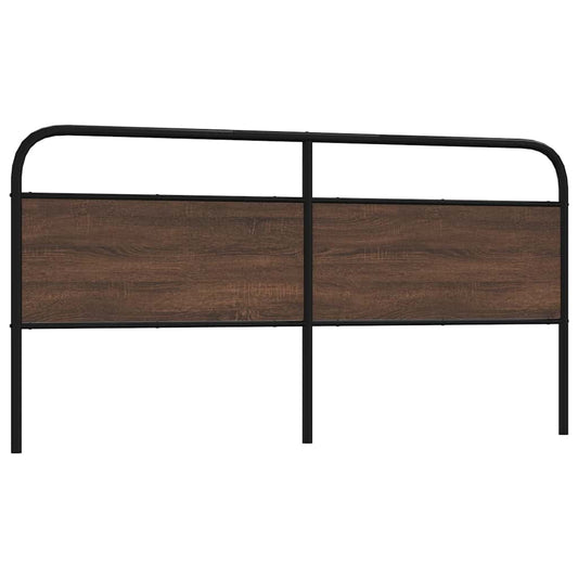 Brown Oak Headboard 200 cm - Steel & Engineered Wood Design