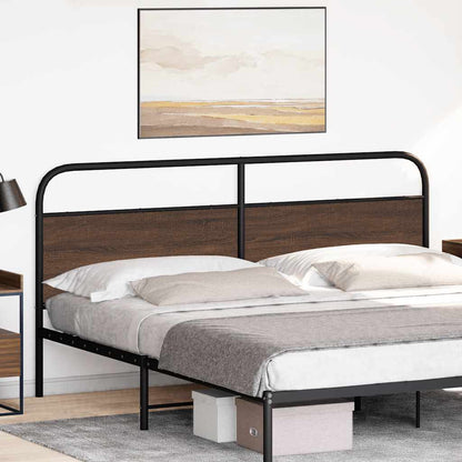 Brown Oak Headboard 200 cm - Steel & Engineered Wood Design