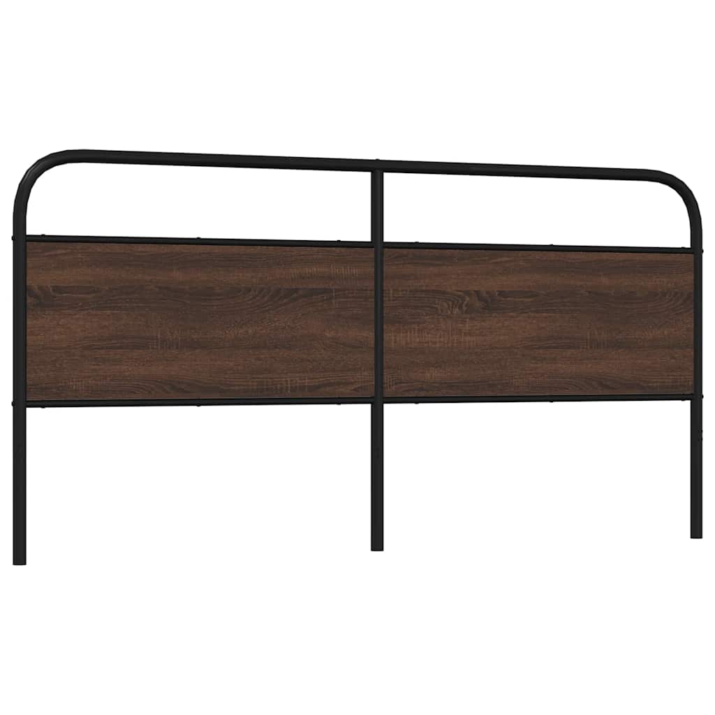 Brown Oak Headboard 200 cm - Steel & Engineered Wood Design