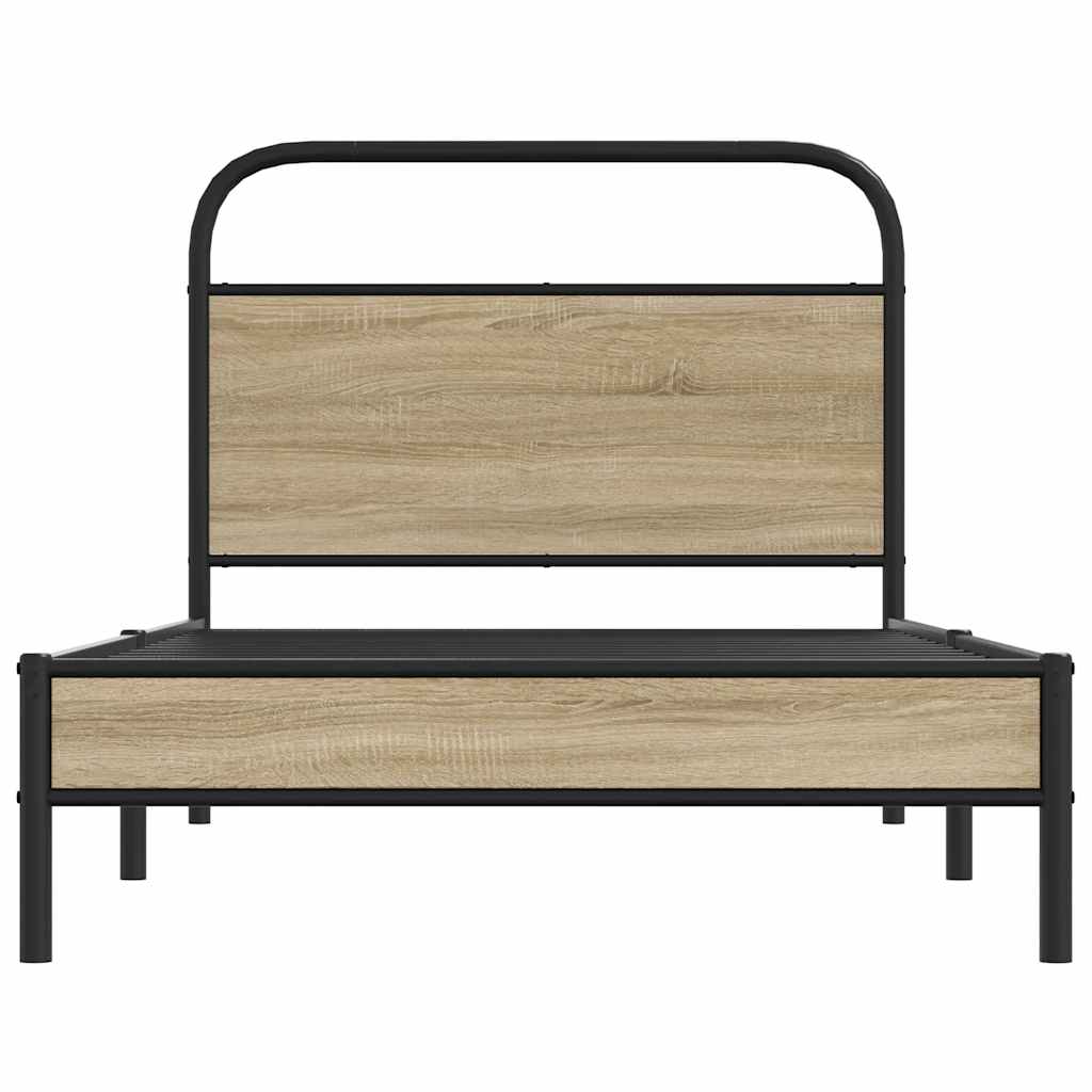 Smoked Oak Engineered Wood Bed Frame 100x190 cm - No Mattress