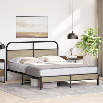 Bed Frame Without Mattress 160x200 cm Smoked Oak Engineered Wood