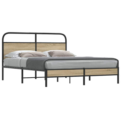 Bed Frame Without Mattress 160x200 cm Smoked Oak Engineered Wood