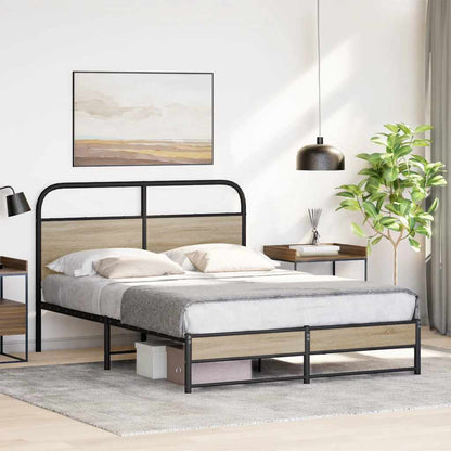 Bed Frame Without Mattress 140x190 cm Smoked Oak Engineered Wood
