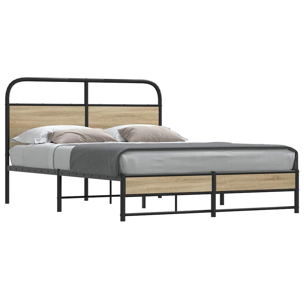 Bed Frame Without Mattress 140x190 cm Smoked Oak Engineered Wood