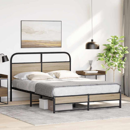 Bed Frame Without Mattress 140x200 cm Smoked Oak Engineered Wood