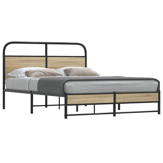 Bed Frame Without Mattress 140x200 cm Smoked Oak Engineered Wood