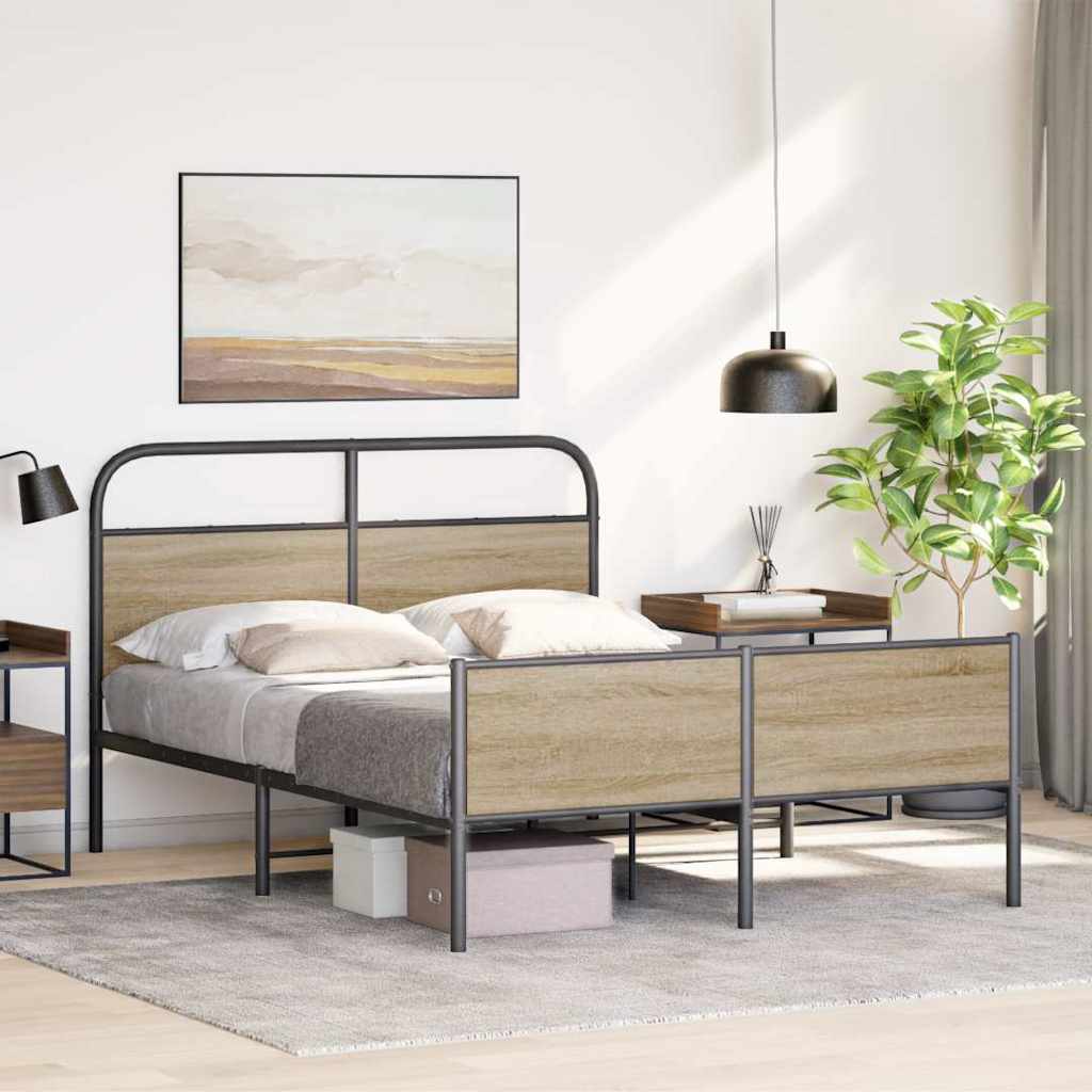 Sonoma Oak 120x200 cm Bed Frame, Engineered Wood, No Mattress