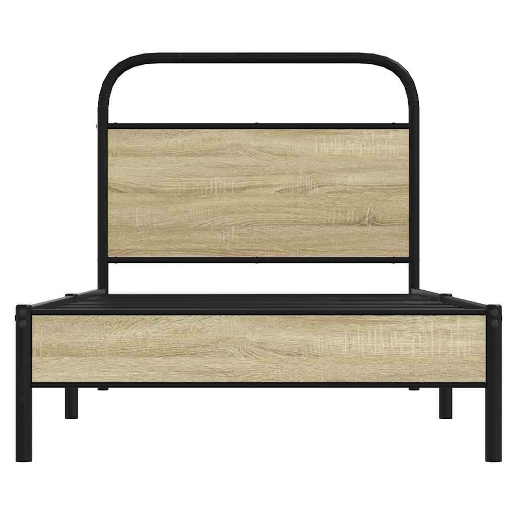 Small Single Bed Frame 75x190 cm Sonoma Oak Engineered Wood