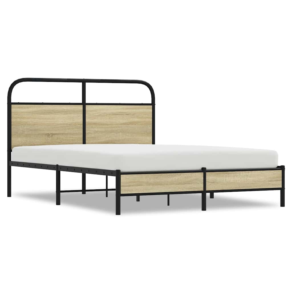 Sonoma Oak Engineered Wood Double Bed Frame 135x190 cm