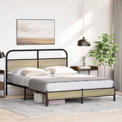 Sonoma Oak Engineered Wood Bed Frame 160x200 cm (No Mattress)