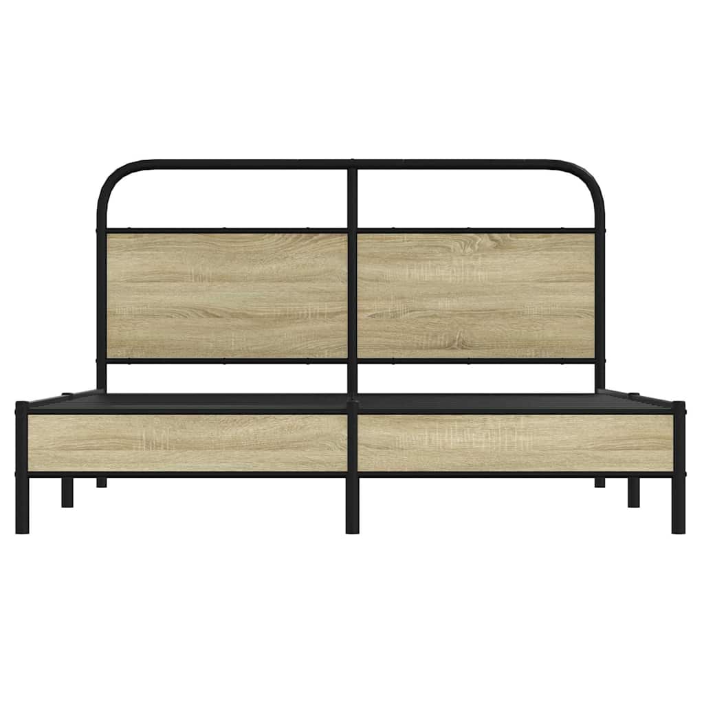 Sonoma Oak Engineered Wood Bed Frame 160x200 cm (No Mattress)