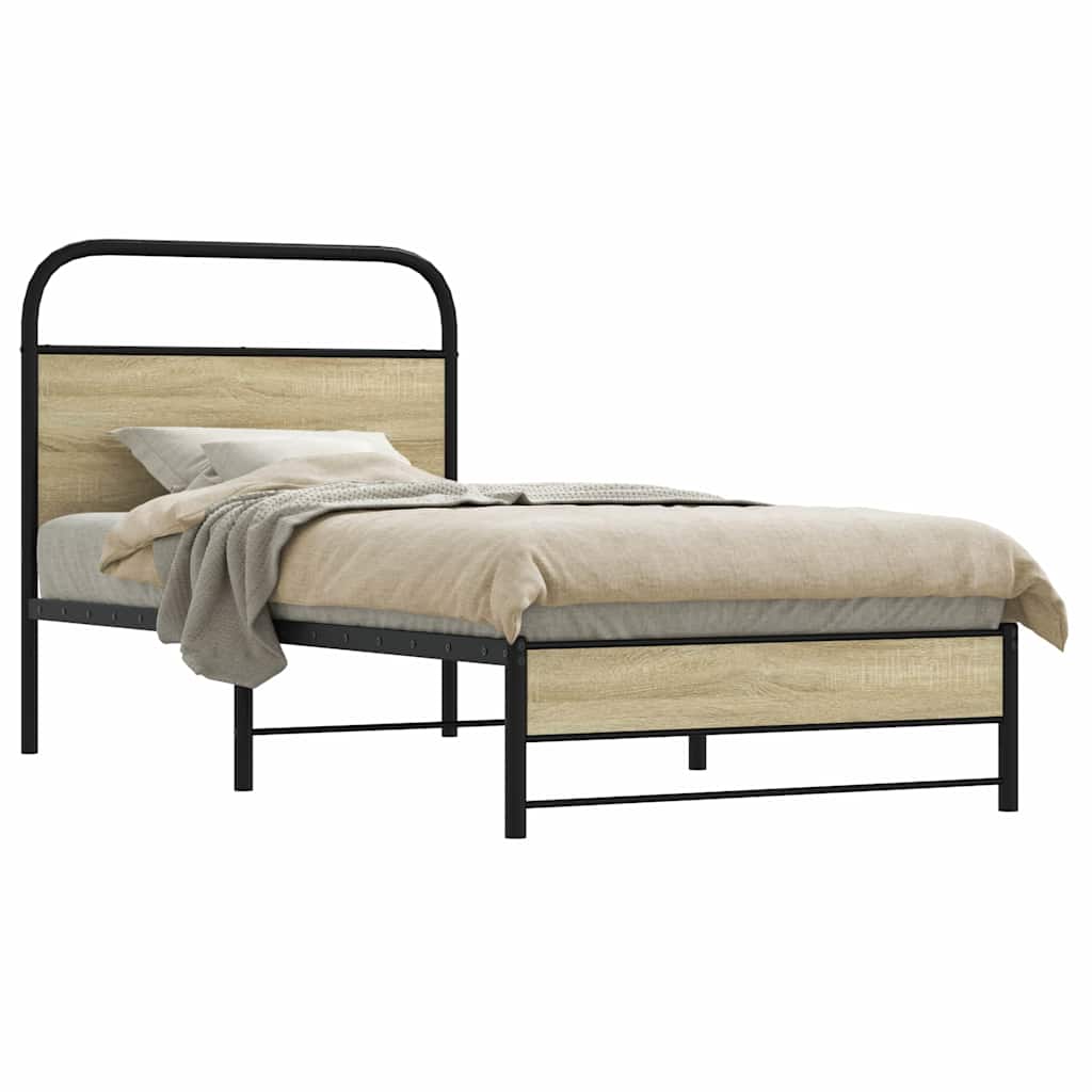 Sonoma Oak Bed Frame 80x200 cm - Engineered Wood, No Mattress