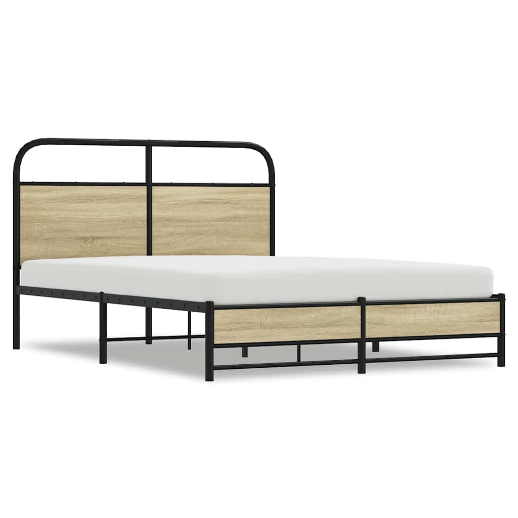 Bed Frame without Mattress 140x190 cm Sonoma Oak Engineered Wood