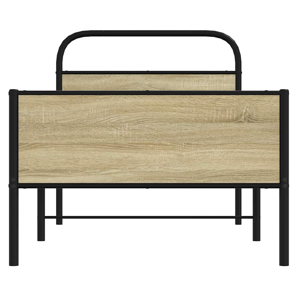 Sonoma Oak Bed Frame 80x200 cm - Engineered Wood, No Mattress