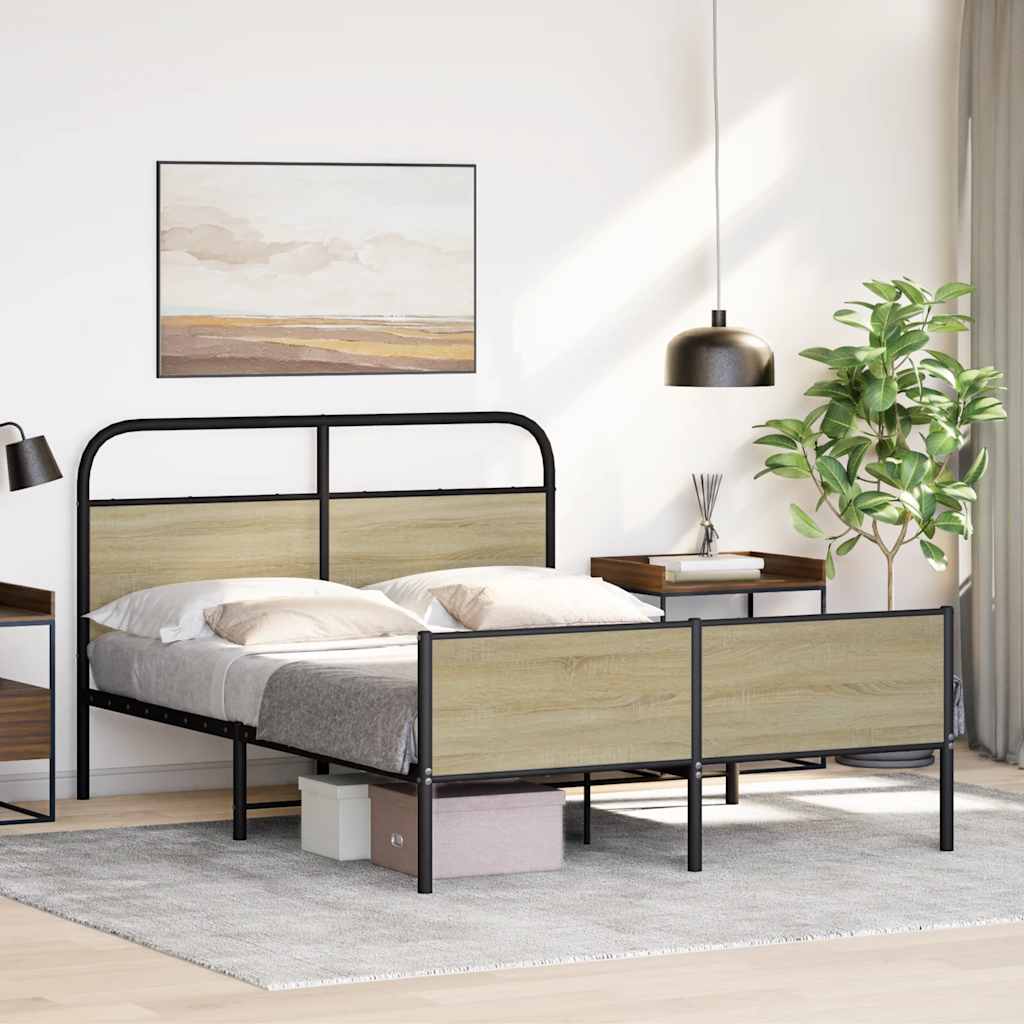 Sonoma Oak Engineered Wood Bed Frame 120x190 cm - No Mattress