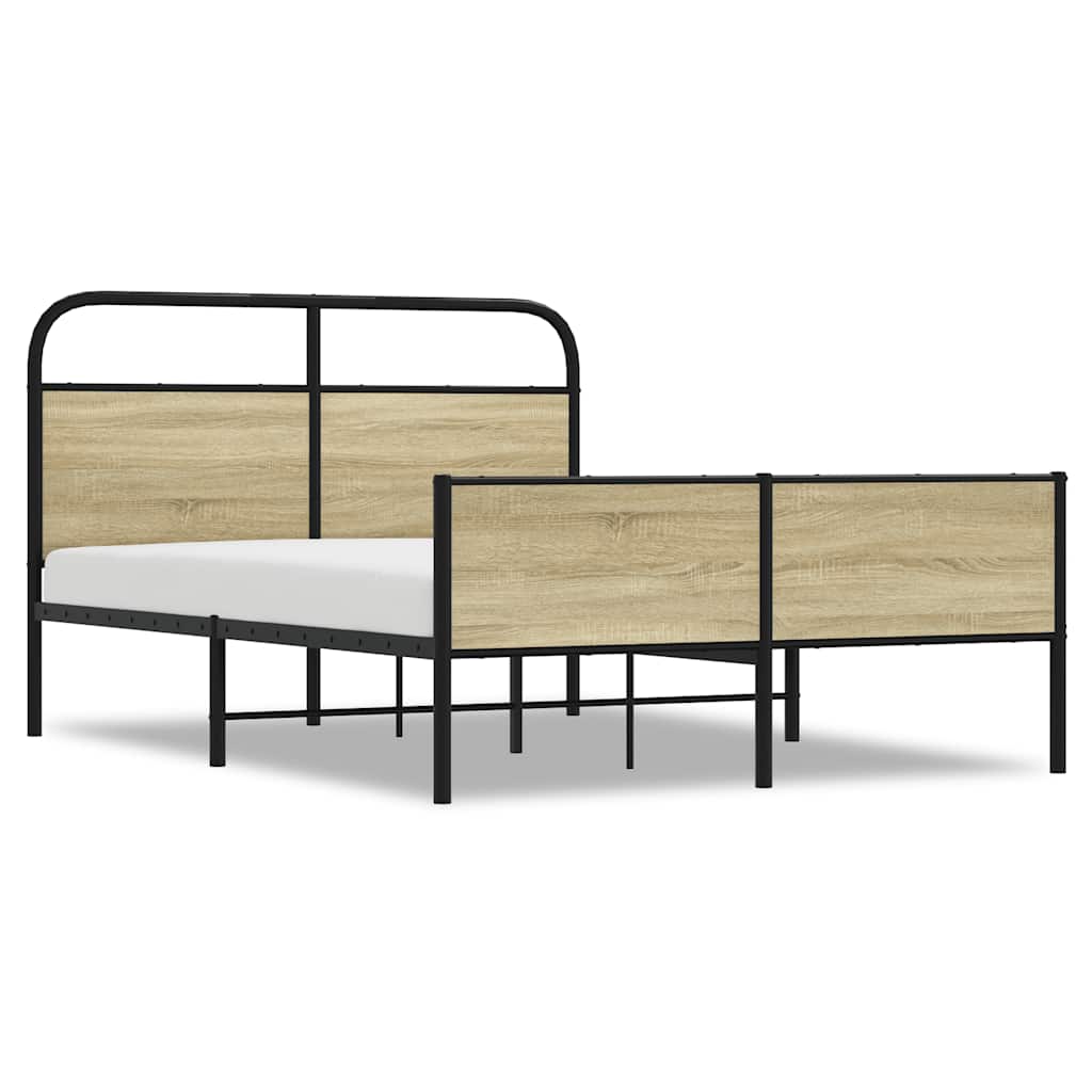Sonoma Oak Bed Frame 135x190 cm - Engineered Wood Design