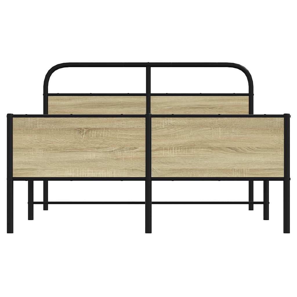 Sonoma Oak Bed Frame 135x190 cm - Engineered Wood Design