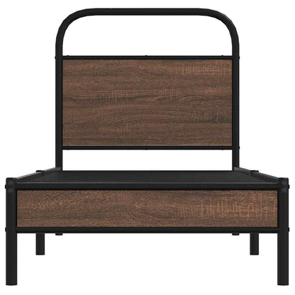 Brown Oak Engineered Wood Bed Frame 80x200 cm (No Mattress)