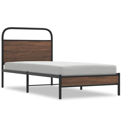 Bed Frame without Mattress 100x190 cm Brown Oak Engineered Wood