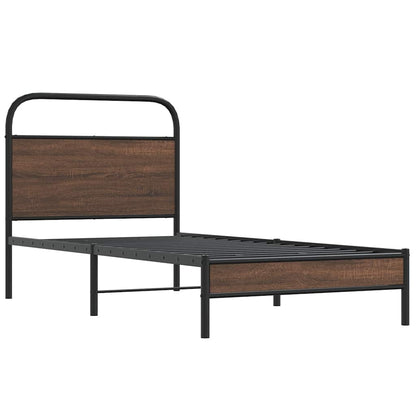 Bed Frame without Mattress 100x190 cm Brown Oak Engineered Wood