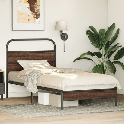 Bed Frame without Mattress 100x190 cm Brown Oak Engineered Wood