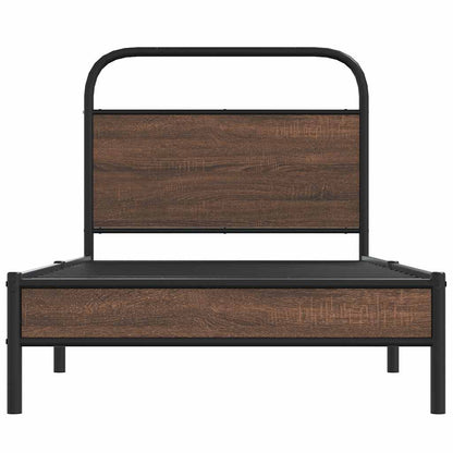 Bed Frame without Mattress 100x190 cm Brown Oak Engineered Wood