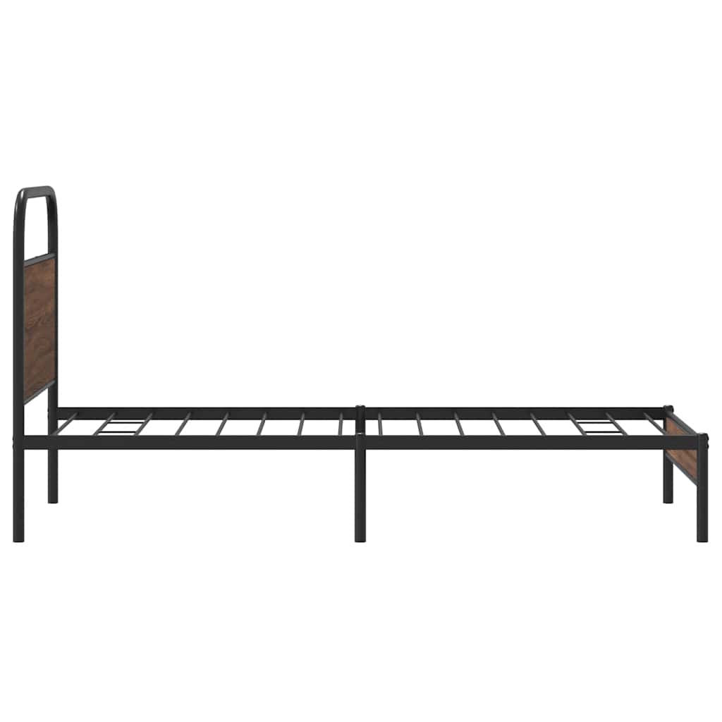 Bed Frame without Mattress 100x190 cm Brown Oak Engineered Wood