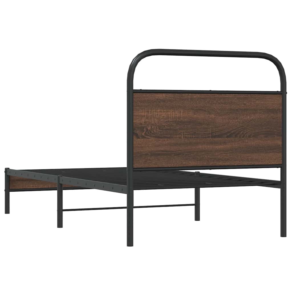 Bed Frame without Mattress 100x190 cm Brown Oak Engineered Wood