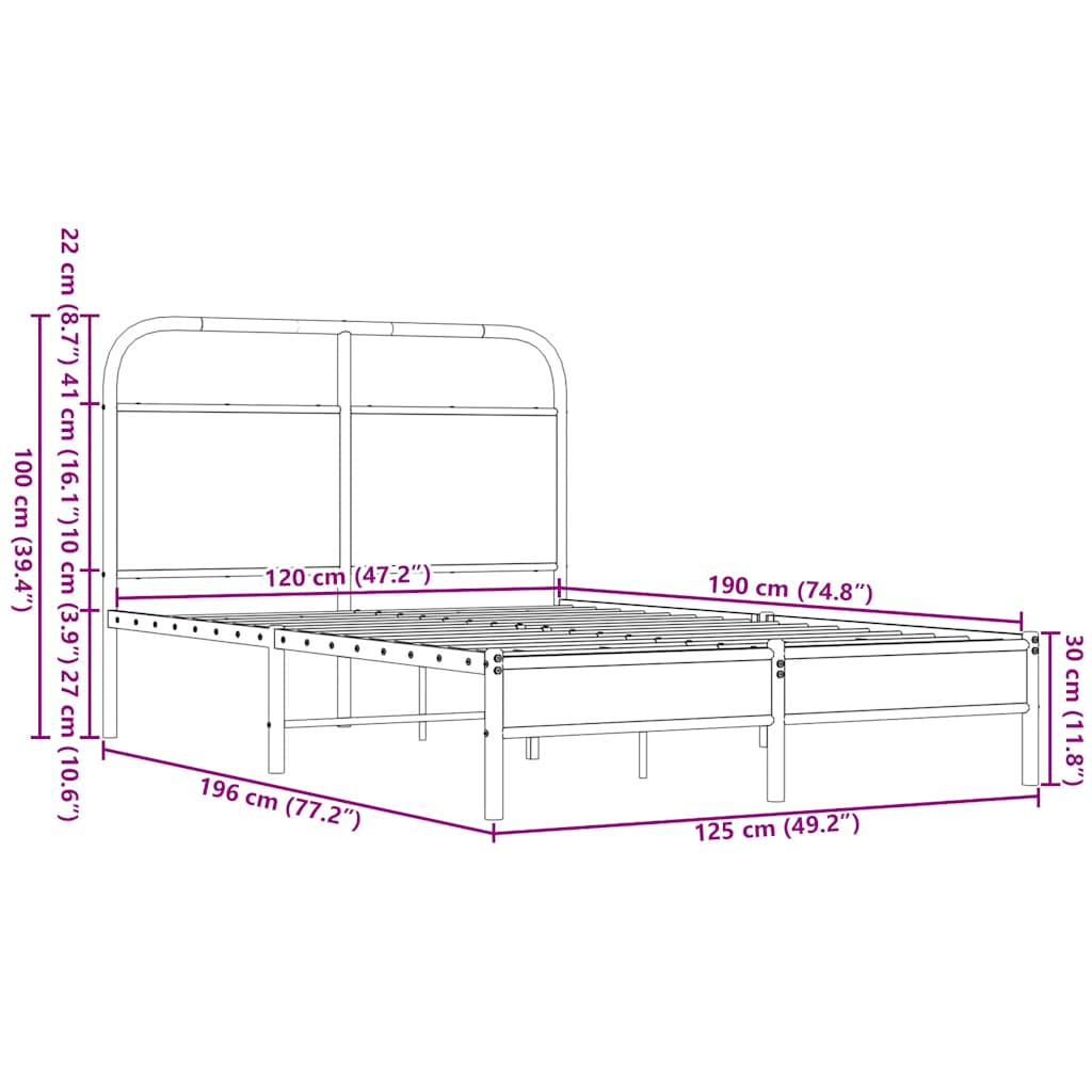 Bed Frame without Mattress 120x190 cm Small Double Brown Oak Engineered Wood