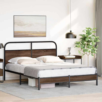 King Size Brown Oak Bed Frame 150x200 cm - Engineered Wood